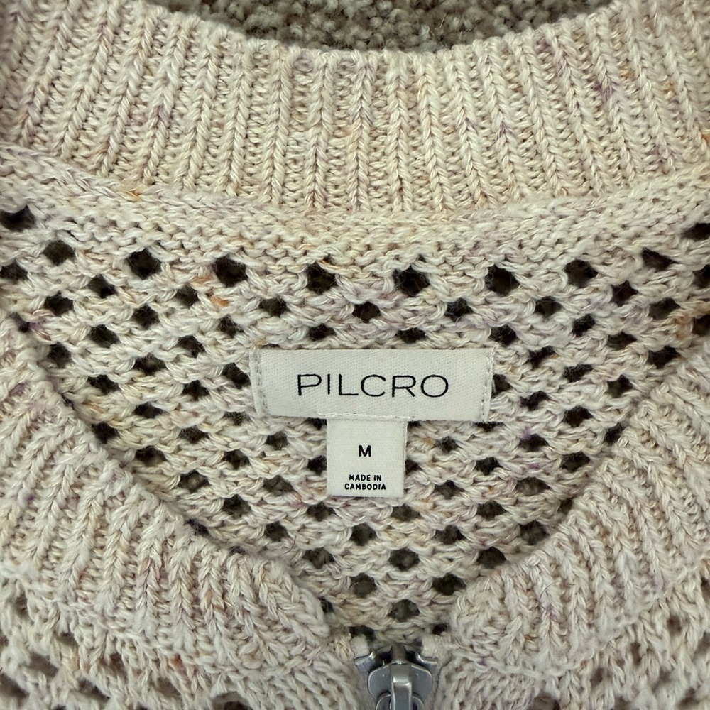 Anthropologie Pilcro Open Knit Zip Up Cardigan Sweater - Picture 2 of 2